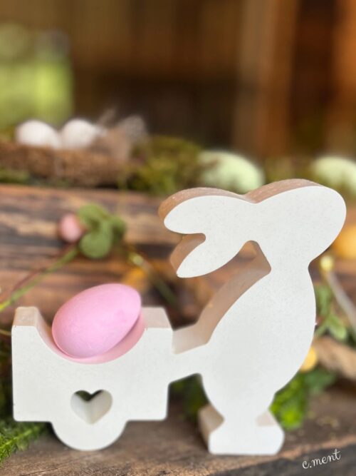 bunny, easter, cart, large, cement-marble, cement