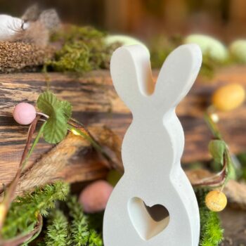 bunny, heart, standing, cement, large, easter, cement-marble, decor