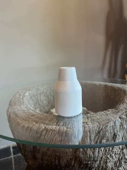 Small striped tapered bud vase